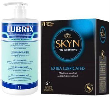 Набор из Лубриканта на водной основе Lubrix (1 л) + SKYN Extra Lube 24 шт SOS8817 фото