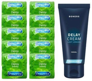 Комплект: Pasante Delay 10 шт + Пролонгатор Boners Delay Cream 100 мл SOS11048 фото