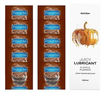 Комплект Pasante Chocolate 10шт. + Лубрикант Satisfyer Juicy Lubricant Playful Pumpkin 300 мл SOS11630 фото