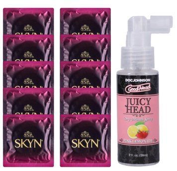 Комплект SKYN Cherry Sunrise 10 шт + Doc Johnson Juicy Head Dry Mouth Spray Pink Lemonade (59 мл) SOS13674 фото