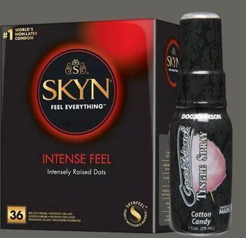 Комплект Skyn ​​Intense feel 36 штук + Спрей Doc Johnson GoodHead Tingle Spray - Cotton Candy (29 мл) SOS5386 фото