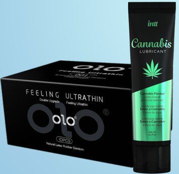 Набор OLO - ультратонкие -001 (10 штук) + Лубрикант Intt Cannabis (100 мл)  SOS4517 фото