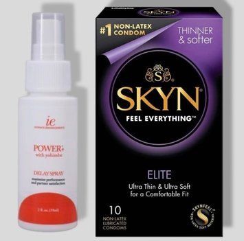 SKYN Elite 10 шт + Пролонгатор Doc Johnson Power Delay Spray (59 мл) SOS5336 фото