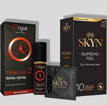 SKyn ​​Supreme Feel 10 штук + Пролонгатор TIME LAG 2, 10 мл SOS5134 фото