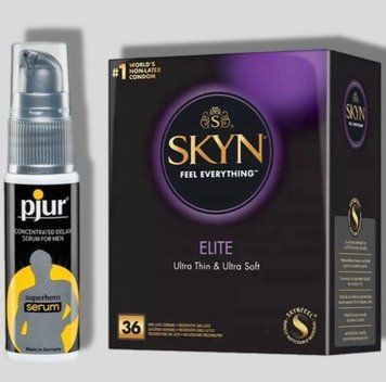 SKYN Elite, 36 шт + Пролонгатор pjur Superhero Serum 20 мл SOS5286 фото