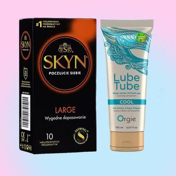 Комплект Skyn Large 10 шт + Лубрикант LUBE TUBE COOL , 150 мл ORGIE SOS4448 фото