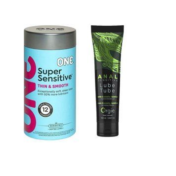 ONE Super Sensitive Pack 12 шт. + Гибридный лубрикант LUBE TUBE SENSITIVE, 100 мл ORGIE SOS6534 фото