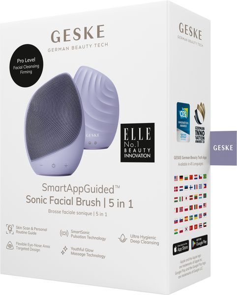Электронная ультразвуковая щетка для лица GESKE Sonic Facial Brush 5в1 purple HB0068 фото