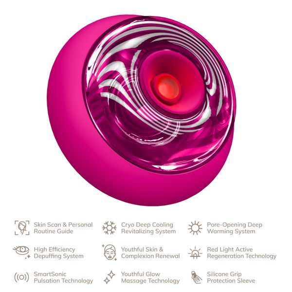Массажер для лица и тела GESKE Sonic Cool&Warm Face and Body Massager 9в1 magenta HB0278 фото