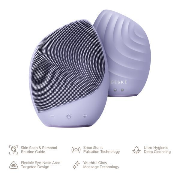 Электронная ультразвуковая щетка для лица GESKE Sonic Facial Brush 5в1 purple HB0068 фото
