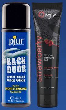 Набор лубрикантов pjur backdoor Comfort water glide 30 мл + LUBE TUBE клубника, 100 мл ORGIE LB407 фото