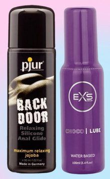 Набор лубрикантов pjur backdoor anal Relaxing jojoba silicone 30 мл + EXS Choco Lube Water Based 100 мл LB727 фото