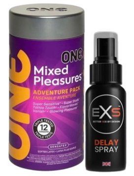 Набор из 12 шт ONE Mixed Pleasures + Пролонгатор EXS DELAY SPRAY 50 МЛ SOS9261 фото