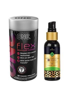 ONE Flex 10 шт. + Возбуждающая смазка на гибридной основе Sensuva - Ultra-Stimulating On Insane Caramel Apple (57 мл) SOS6404 фото