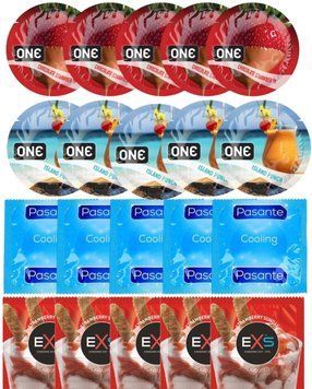 Набір 20 шт ONE Chocolate Strawberry + ONE Island Punch + Pasante Cooling + EXS STRAWBERRY SUNDAE SOS7231 фото