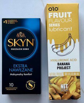 Набір SKYN Extra Lube 10 шт + Гель-лубрикант банан 120 мл OLO SOS3726 фото