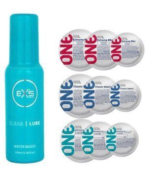 Комплект 21 шт ONE + Лубрикант EXS Clear Lube Water Based 100 ml SOS4206 фото