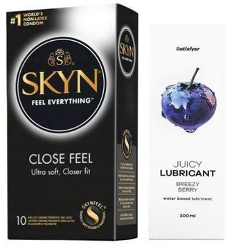 Комплект Лубрикант Satisfyer Juicy Breezy Berry 300 мл + SKYN Close Feel 10 шт SOS12935 фото