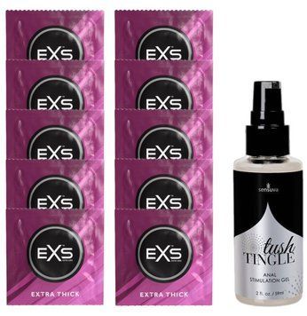 Комплект EXS Extra Thick 10 шт + Sensuva Tush Tingle (50 мл) SOS14151 фото