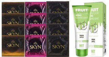 Комплект: Лубрикант OLO со вкусом яблока (120 мл) + 8 шт. SKYN + 4 шт. SKYN SKYN Original SOS10756 фото