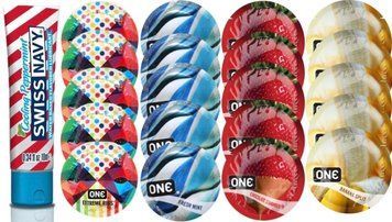 Набор из SwissNavy CoolingPeppermint 10мл + ONERibs + ONE Mint  + ONEChocolateStrawberry + ONEBanana SOS8650 фото