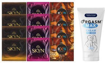 Комплект: Пролонгатор Medica-Group Orgasm Max 50 мл + 8 шт SKYN + 4 шт EXS Crazy Cola SOS10950 фото