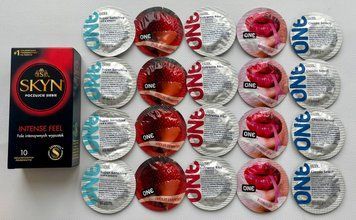 Набор 30 штук Skyn ​​Intense Feel + ONE Extreme Ribs, Super Sensitive, Flavor Waves, Classic SOS2266 фото