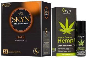 Набір з SKYN Large (36 шт) + Рідкий вібратор Intense Orgasm Hemp! (15 мл) від ORGIE  SOS9932 фото