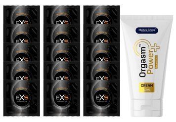 Комплект EXS Black Latex 15 шт + Orgasm Power for Women крем 50 мл  SOS14643 фото