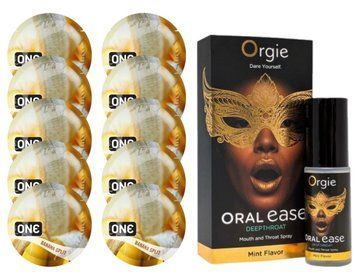 Комплект ONE Banana Split 10 шт + ORGIE Oral Ease Deepthroat Spray (15 мл) SOS13725 фото