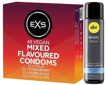 Набор EXS Mixed Flavoured (48 шт) + pjur Basic Waterbased 100 мл SOS13434 фото