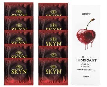 Комплект SKYN Intense Feel 10 шт. + Лубрикант Satisfyer Juicy Lubricant Cheeky Cherry 300 мл SOS12582 фото