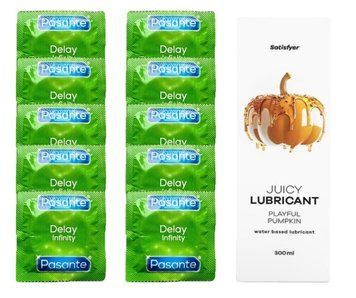 Набір: Pasante Delay Infinity 10 шт. + Лубрикант Satisfyer Playful Pumpkin 300 мл SOS12030 фото