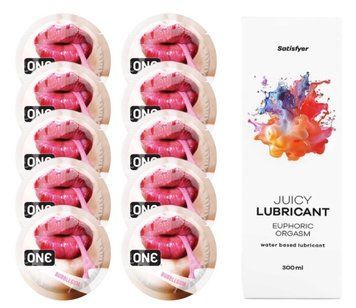 Комплект 𝐎𝐍𝐄 Bubblegum 10 шт. + Лубрикант Satisfyer Juicy Lubricant Euphoric Orgasm (300 мл) SOS12230 фото