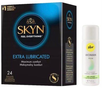 Комплект SKYN Extra Lube 24 шт + pjur Woman Aloe SOS13284 фото
