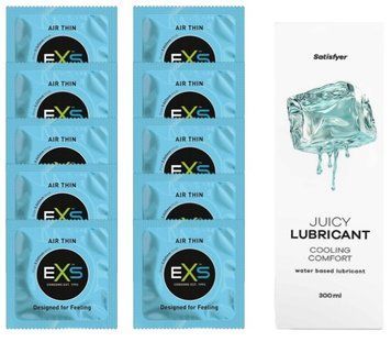 Набор: EXS Air Thin 10 шт. + Лубрикант Satisfyer Cooling Comfort 300 мл SOS11189 фото