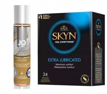 SKYN Extra Lube 24 шт та Лубрикант System JO H2O &mdash; VANILLA CREAM 30 мл SOS190 фото