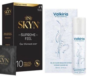 Набір з Skyn Supreme Feel 10 шт + Гель для стимуляції оргазму VALKIRIA Cooling Orgasm Gel (50 мл) від Nuei SOS10278 фото