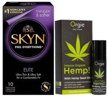 Набір з SKYN Elite (10 шт) + Рідкий вібратор Intense Orgasm Hemp! (15 мл) від ORGIE  SOS9732 фото