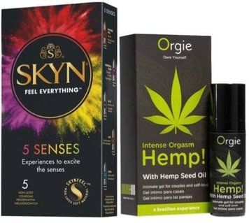 Набор из SKYN 5 Senses+ Жидкий вибратор Intense Orgasm Hemp!, 15 мл. с маслом каннабиса ORGIE SOS9622 фото