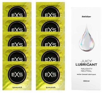 Комплект: из EXS Banana 10 шт + Лубрикант Satisfyer Naughty Neutral water based 300 мл SOS11340 фото