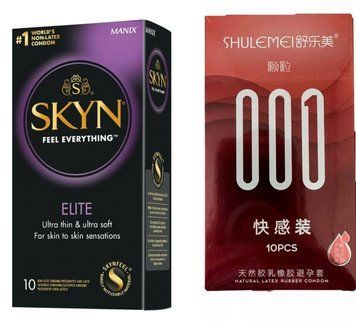 Набір : SKYN Elite 10 шт (ультратонкі) та Shulemei 001 Red 10 штук (більше змазки) SOS25 фото