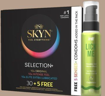 Комплект Skyn Selection 30 шт + 5 of 5 Senses , 35 шт + Гель INTT Lick Me Kissable Gel Caipirinha 50 мл SOS5532 фото