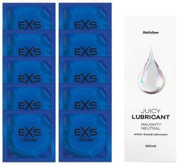 Набор: EXS Cooling 10 шт. + Лубрикант Satisfyer Naughty Neutral 300 мл SOS11139 фото
