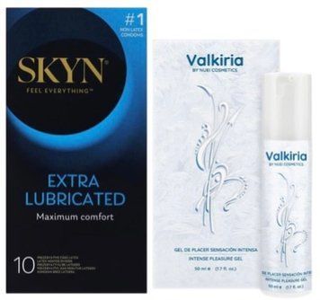 Набір з SKYN Extra Lube (10 шт) + Гель для стимуляції оргазму VALKIRIA Cooling Orgasm Gel (50 мл) від Nuei SOS10178 фото