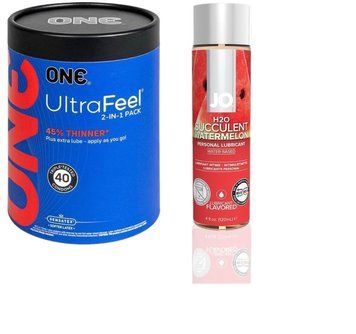 ONE UltraFeel 2-в-1. 40 шт.+Смазка на водной основе System JO H2O &mdash; Watermelon (120 мл)  SOS6454 фото