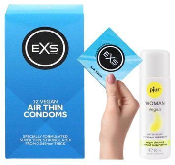 Комплект EXS Air Thin 12 шт + Pjur Woman Vegan 30 мл SOS13584 фото
