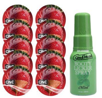 Комплект ONE Chocolate Strawberry 10 шт + Doc Johnson &ndash; Mint, 29 мл SOS13775 фото