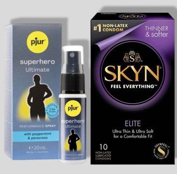 SKYN Elite 10 шт + Пролонгатор pjur Superhero Ultimate Spray 20 мл SOS5337 фото