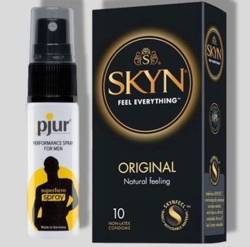 SKYN Original 10 шт + Пролонгатор pjur Superhero Spray 20 мл SOS5160 фото